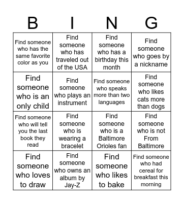 Scavenger Hunt Bingo  Bingo Card