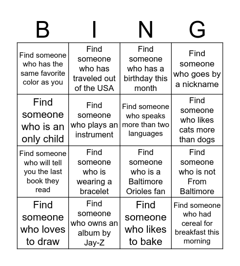 Scavenger Hunt Bingo  Bingo Card