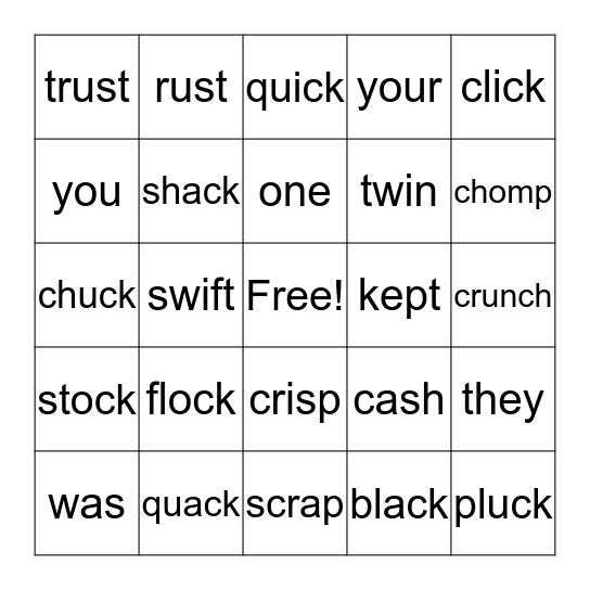 Blends & Digraphs Bingo Card