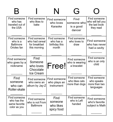 Scavenger Hunt BINGO Card