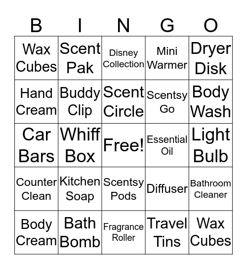 Scentsy Bingo  Bingo Card