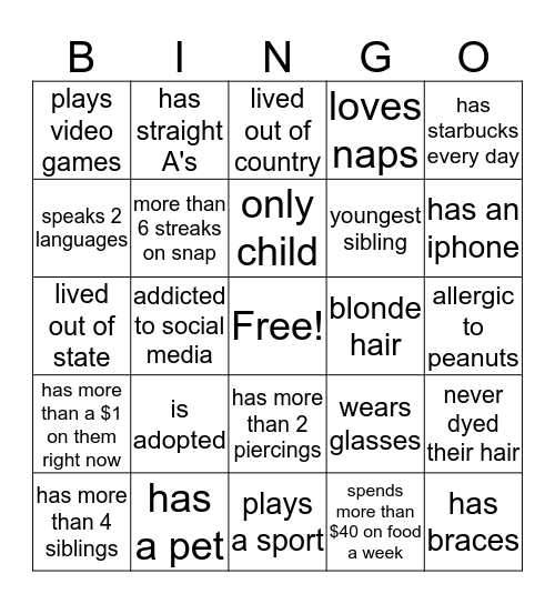 Human Bingo Card