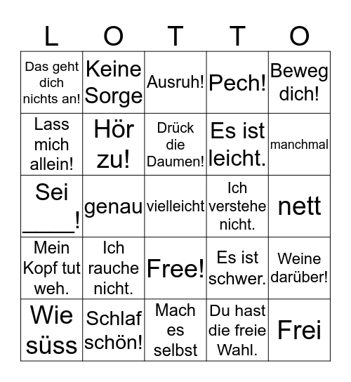 Deutsch 3, Phrasen 1 Bingo Card