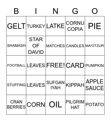 THANKSGIVUKKAH BINGO Card