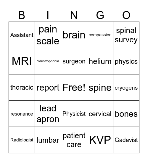 RADIOLOGY WEEK Bingo Card