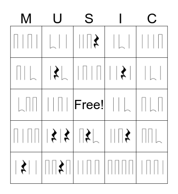 Musical Bingo Card