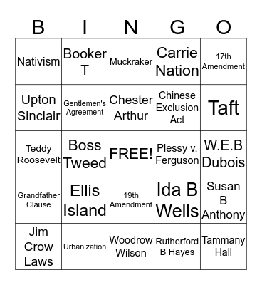 Unit 5 Bingo Card