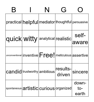Identity Bingo Card