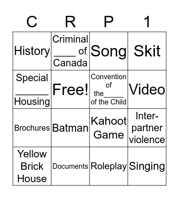 CRP Presentation Bingo  Bingo Card