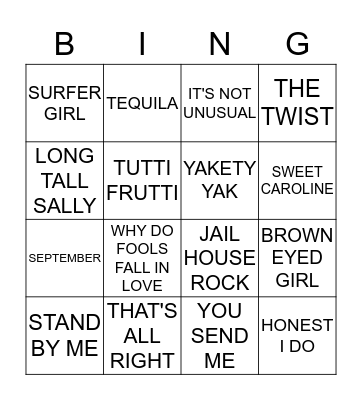 MUSICAL BINGO Card