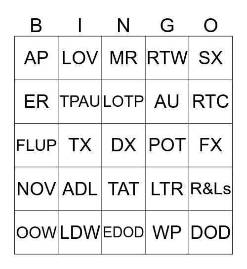 VB CLAIMS ACRONYMS! Bingo Card
