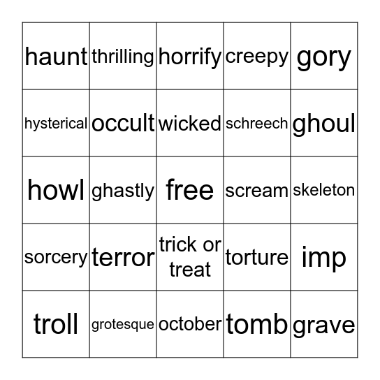 Halloween Bingo Card