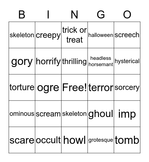 Halloween Bingo Card