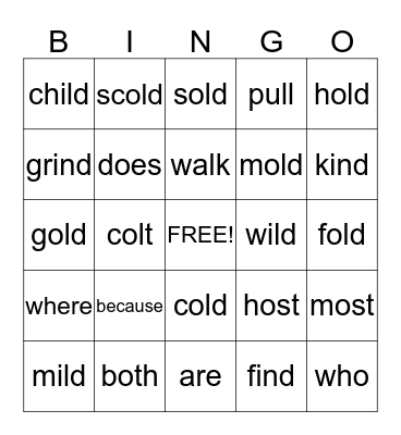 Fundations - Unit 3 Bingo Card