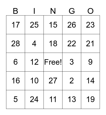 Fall Festival  Bingo Card