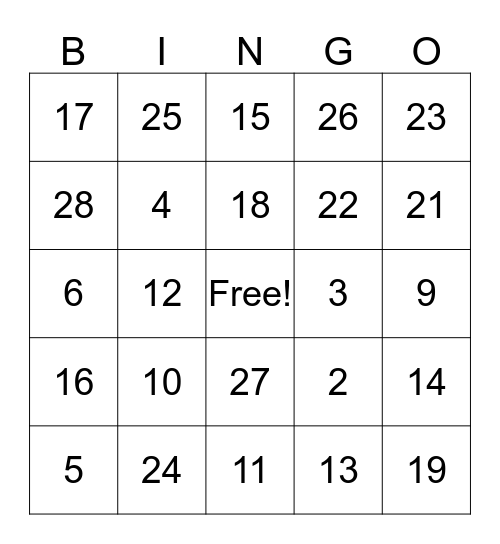 Fall Festival  Bingo Card