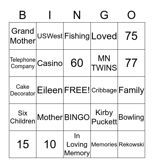 Eileen H. Rekowski Bingo Card