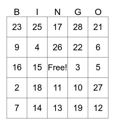 Fall Festival  Bingo Card