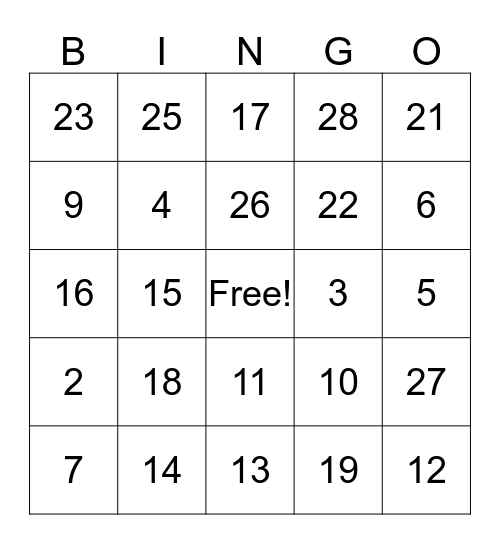 Fall Festival  Bingo Card