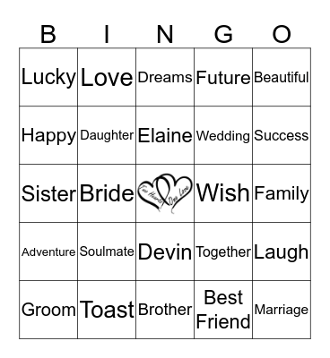 Wedding Toast Bingo Card