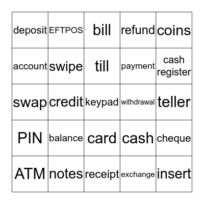 Transaction Bingo Card