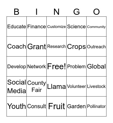 Extension Bingo Card