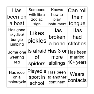 Mingle Bingo Card