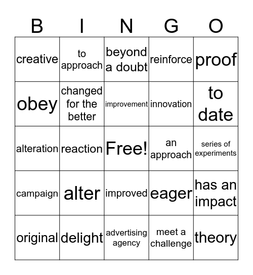 Fun theory  Bingo Card
