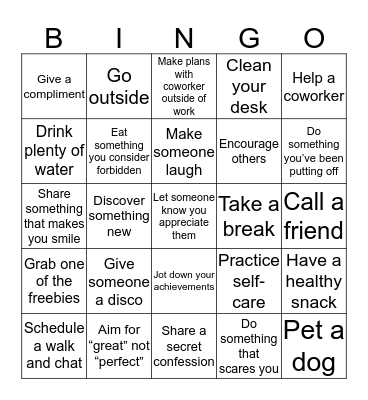 World Mental Health Day Bingo Card