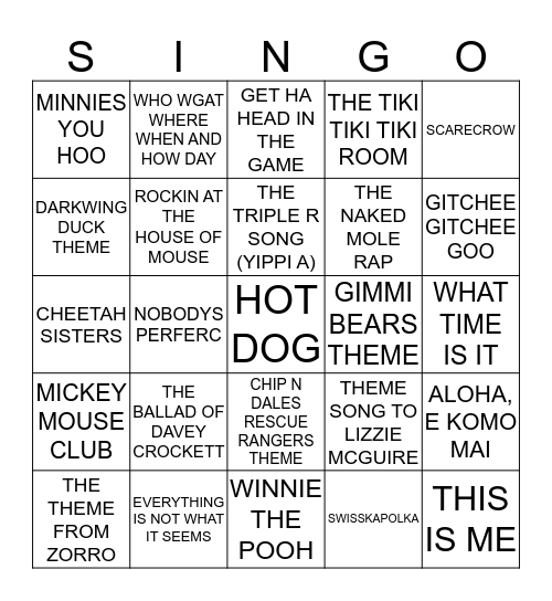 264 DISNEY CLASSICS #3 Bingo Card