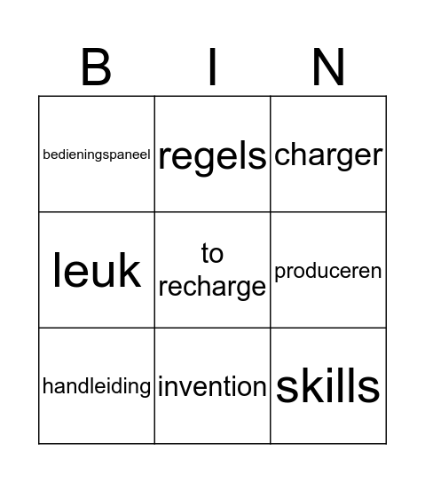 Theme Words Bingo Card