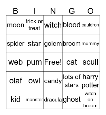 halloween bingo Card