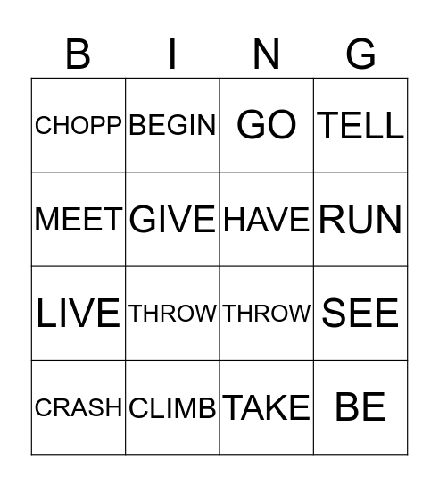 :) SIMPLE PAST REVISION :) Bingo Card