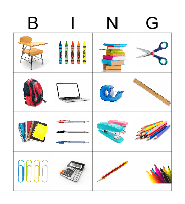 School Bingo Card