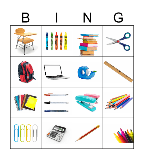 School Bingo Card