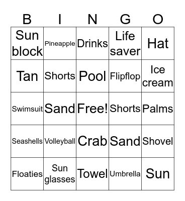 End of summer  Bingo Card