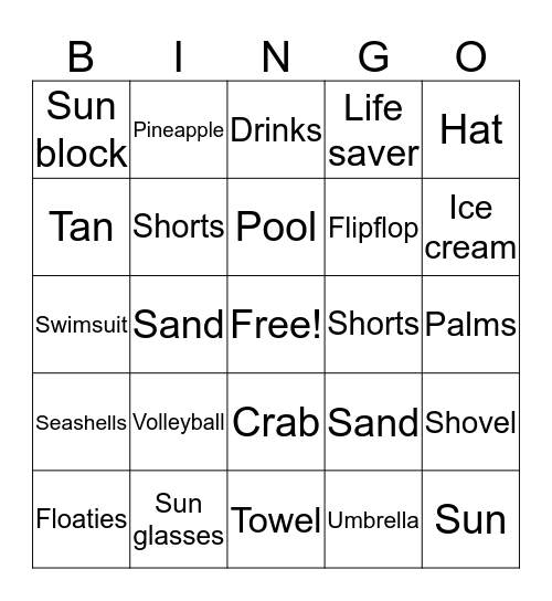 End of summer  Bingo Card