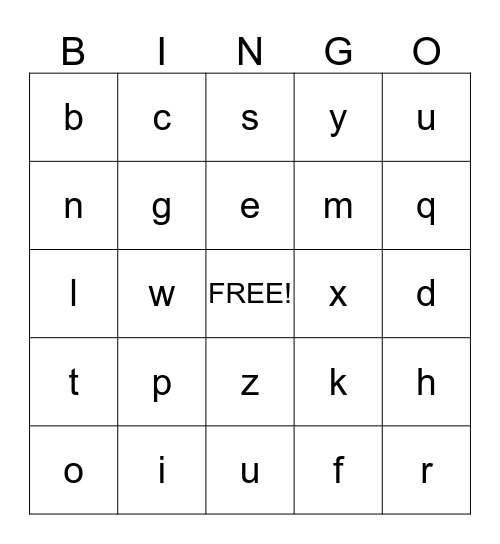 Alphabet Bingo! Bingo Card