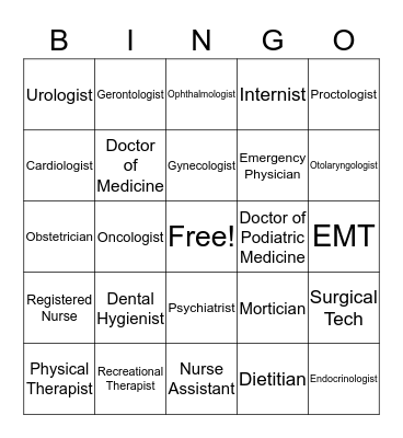 Career Bingo Card