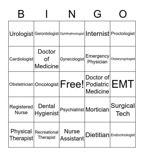 Career Bingo Card