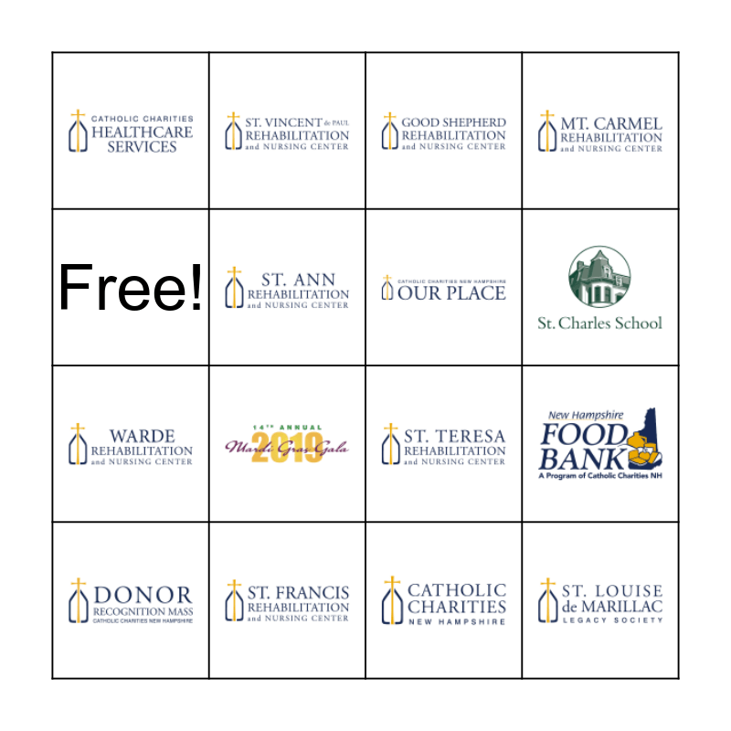 Catholic Charities New Hampshire Bingo Card