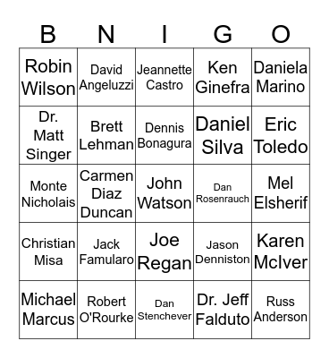 The BNI GAME Bingo Card