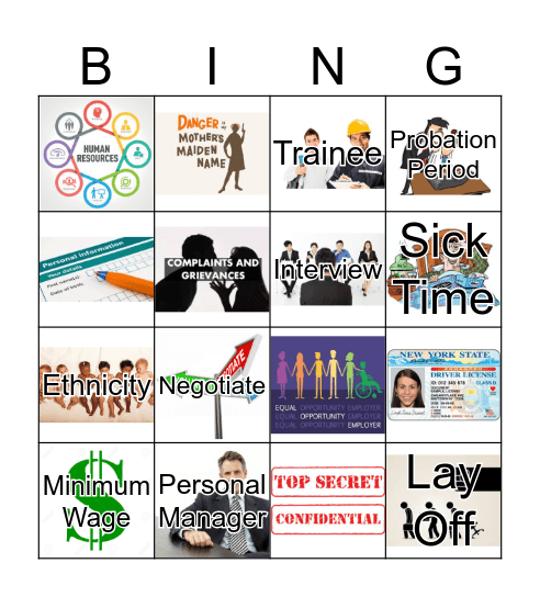 Employment Vocabulary 2 Bingo Card