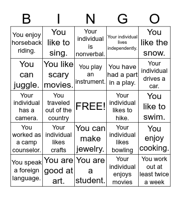 CIS Bingo Card