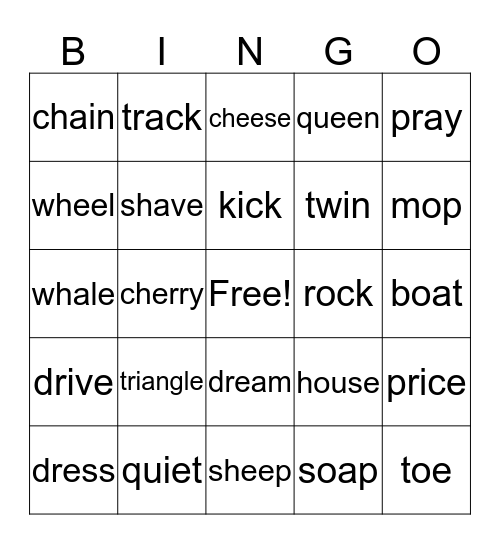 Word Work Bingo Card