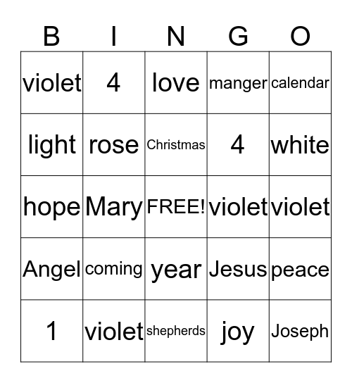 Advent Bingo Card