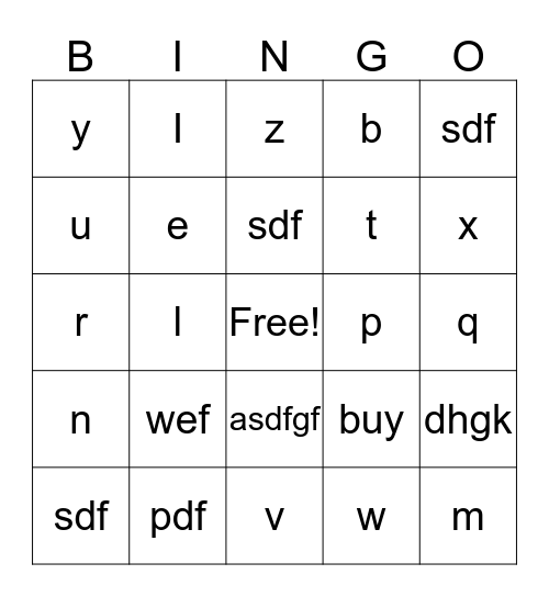 Fall Prevention Bingo Card