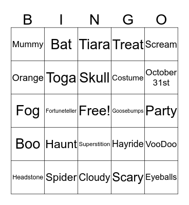 Halloween BINGO Card