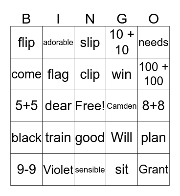 10/8/18 Grant Bingo Card