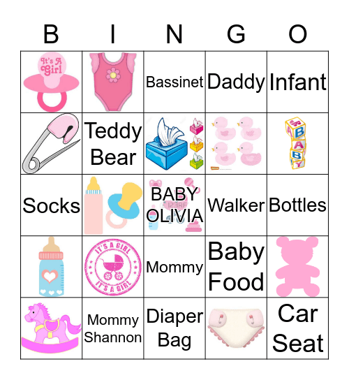 Olivia's Bingo Card